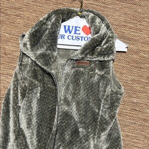Columbia Olive Green Faux Fur Fleece Vest